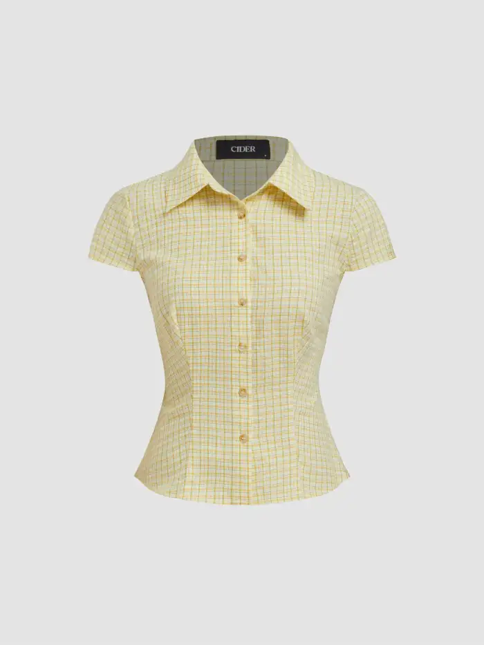 Mandarin Collar Ruched Split Top