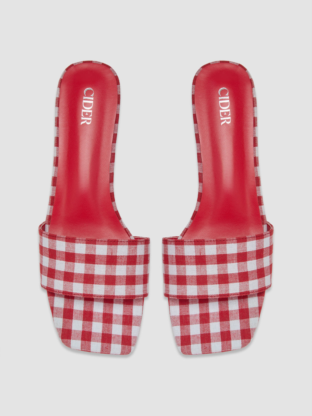 GINGHAM CHUNKY HEEL SANDALS