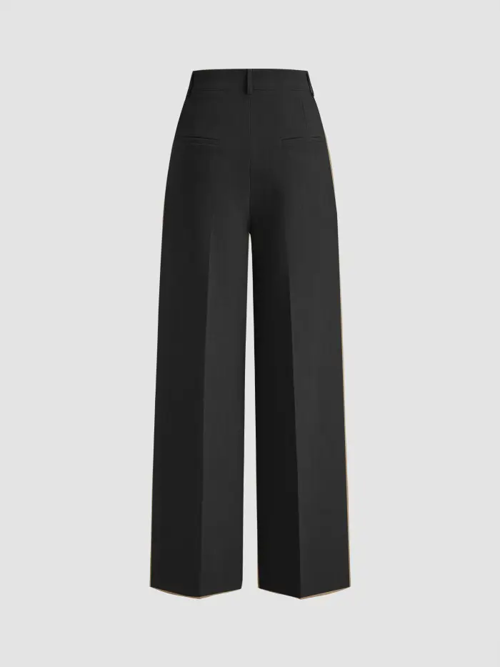 Woven Mid Rise Pleated Wide Leg Trousers  For Work