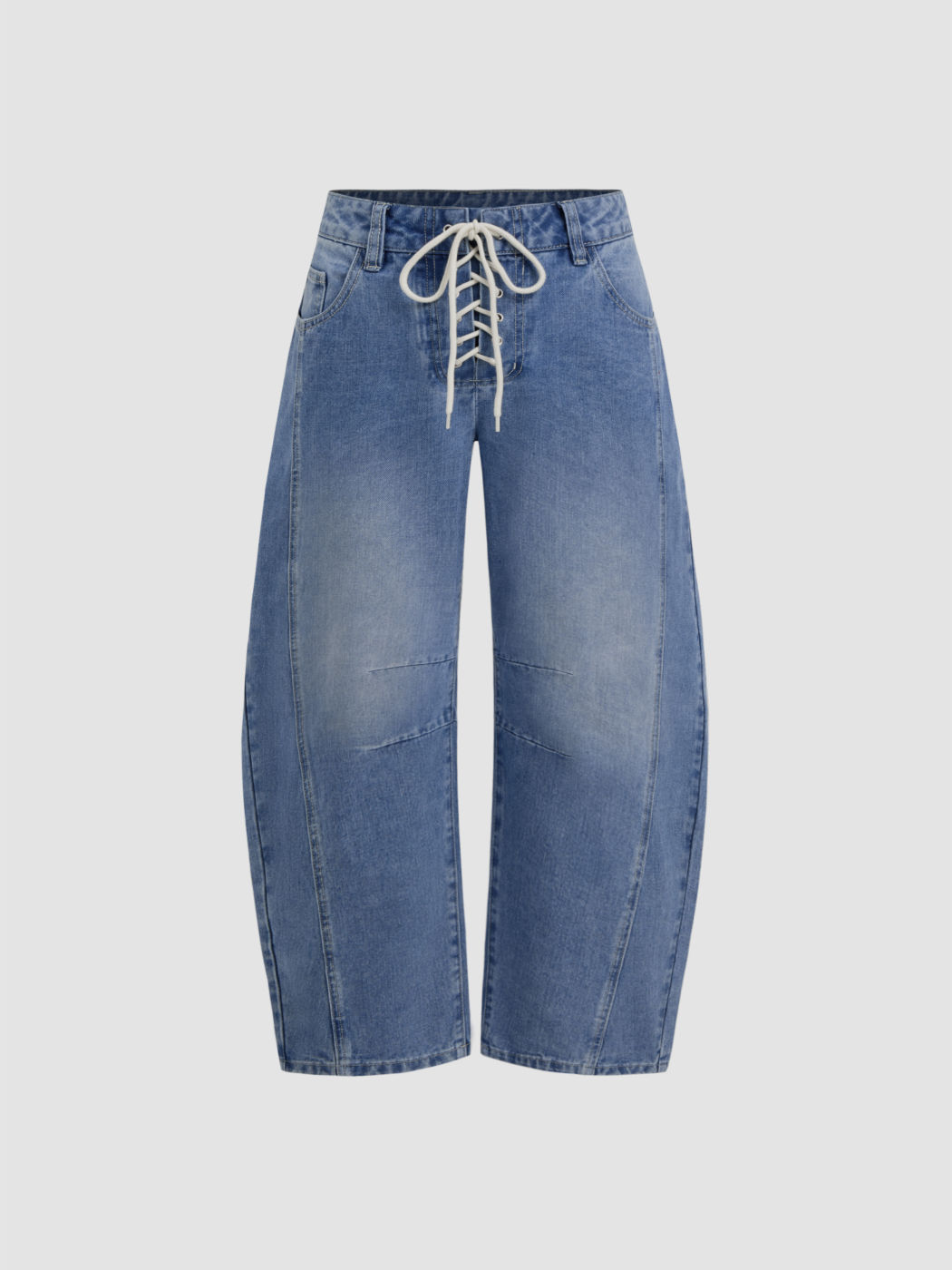 Cider Denim Low Rise Lace Up Cropped Barrel-leg Jeans