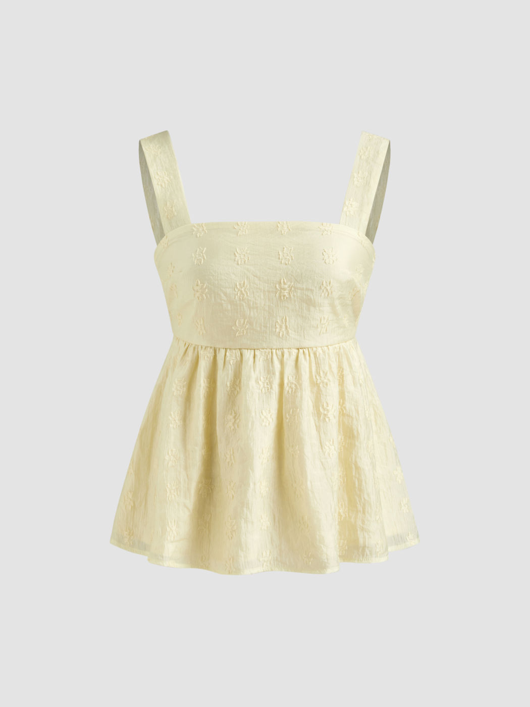 Jacquard Square Neck Bowknot Ruffle Cami Top & Mid Rise Knotted Shorts Set