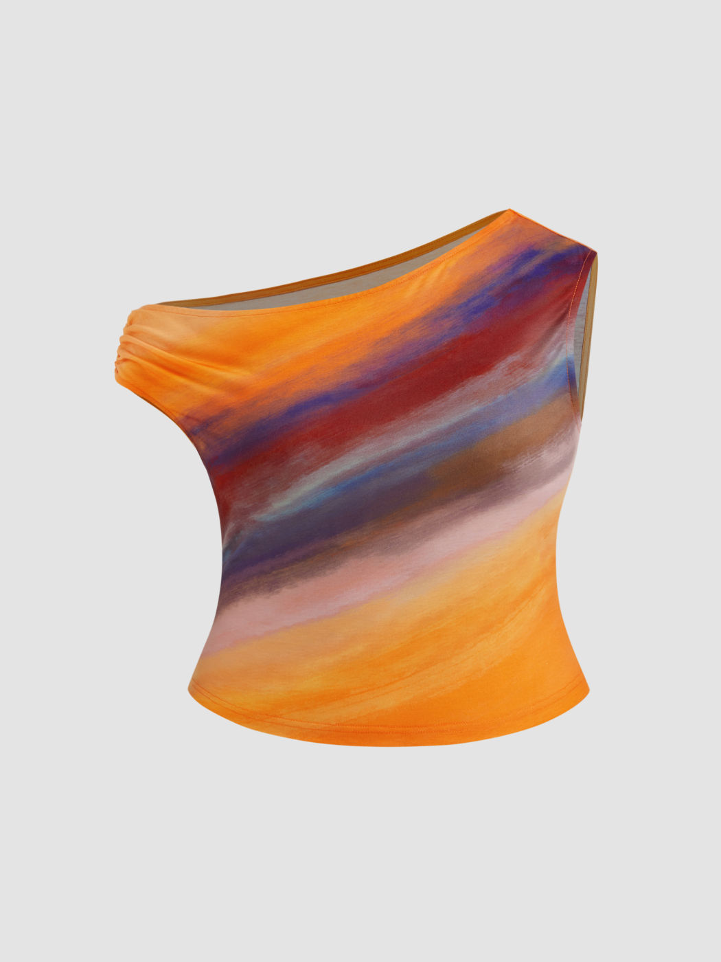 Asymmetrical Neck Gradient Tank Top Curve & Plus