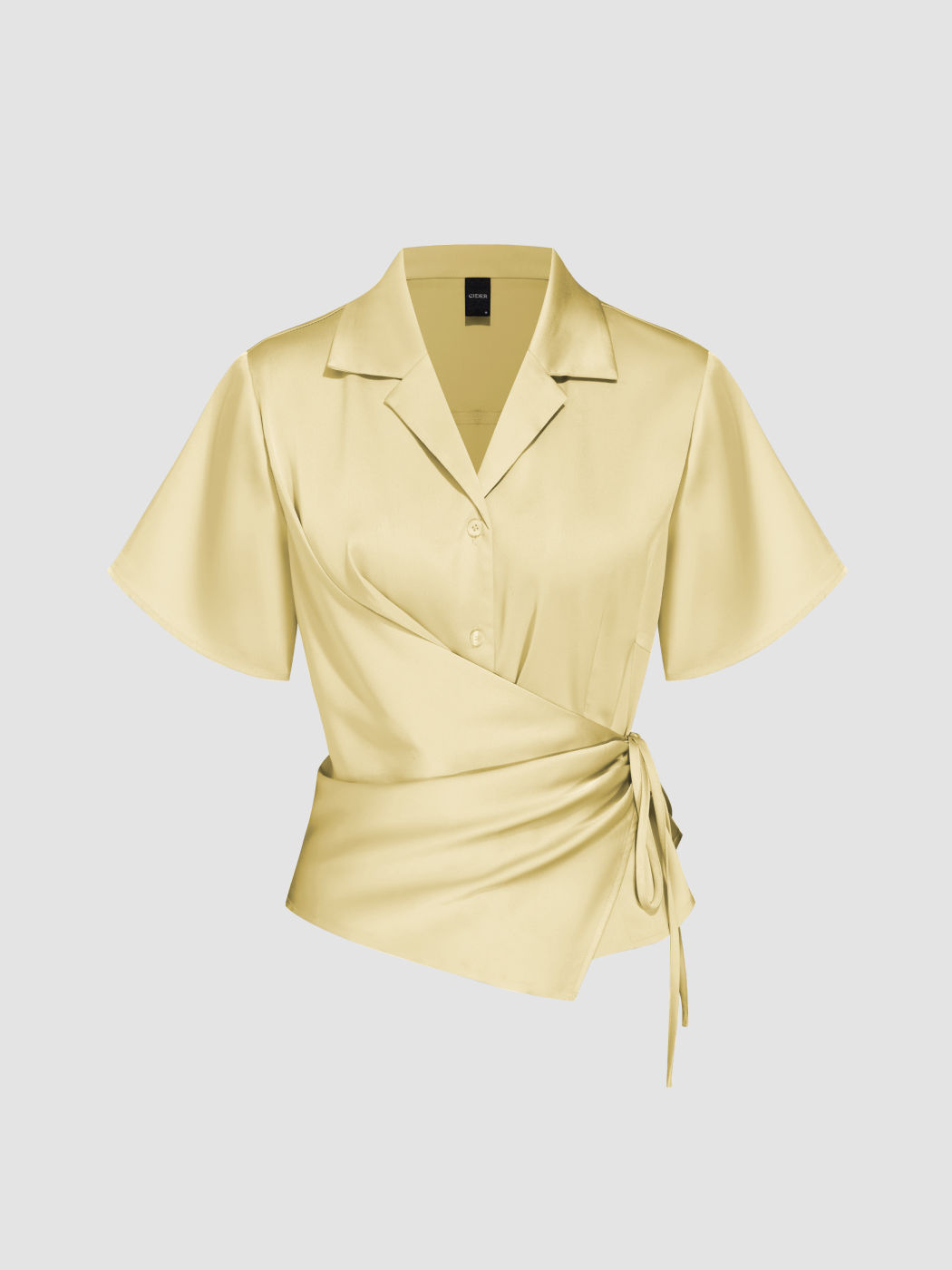 Satin Collar Knotted Shirt