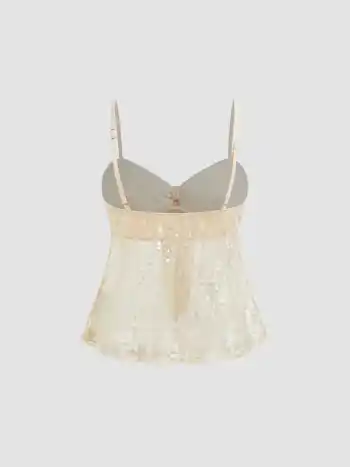 Sequinede Sweetheart-Knot-Cami-Oberteil