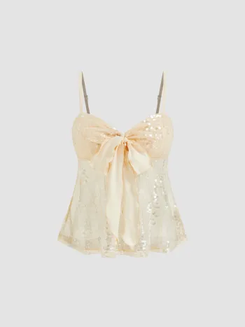 Sequinede Sweetheart-Knot-Cami-Oberteil