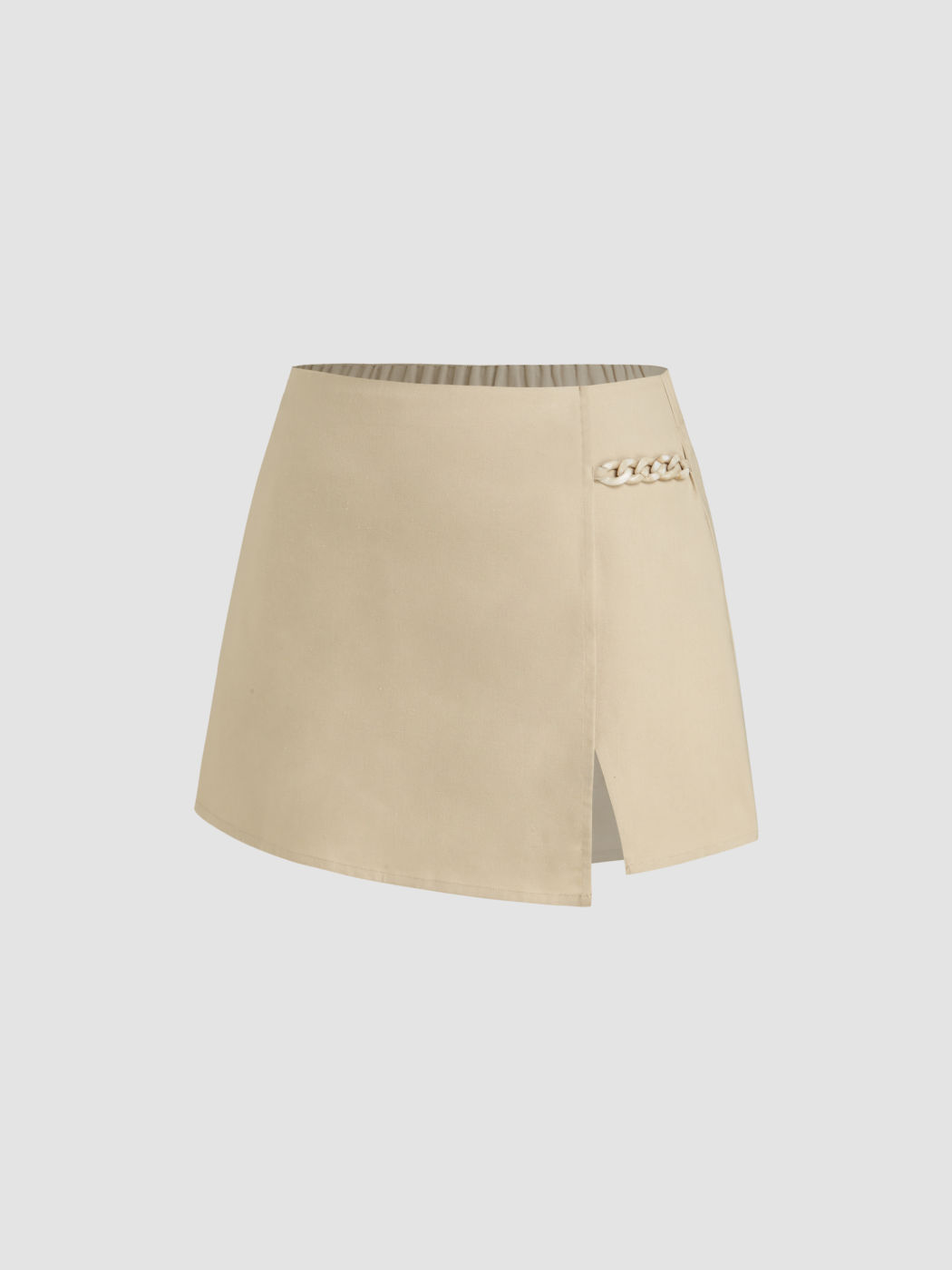 Leinen-Mischung Mid-Rise Ketten-Reißverschluss Mini-Skort Kurve & Plus