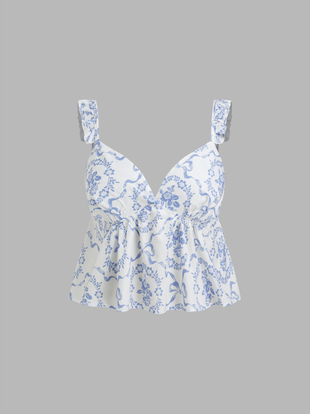 Sweetheart Floral Bowknot Cami Top & Mid Rise Drawstring Trousers Loungewear Set Curve & Plus