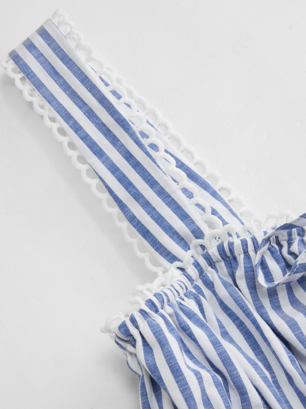 Cotton-blend Square Neck Stripe Tie Front Tank Top
