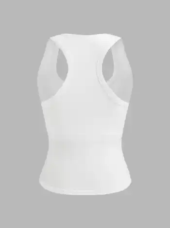 Tank-Top mit integrierter Badehalsbrust und quadratischem Halsausschnitt
