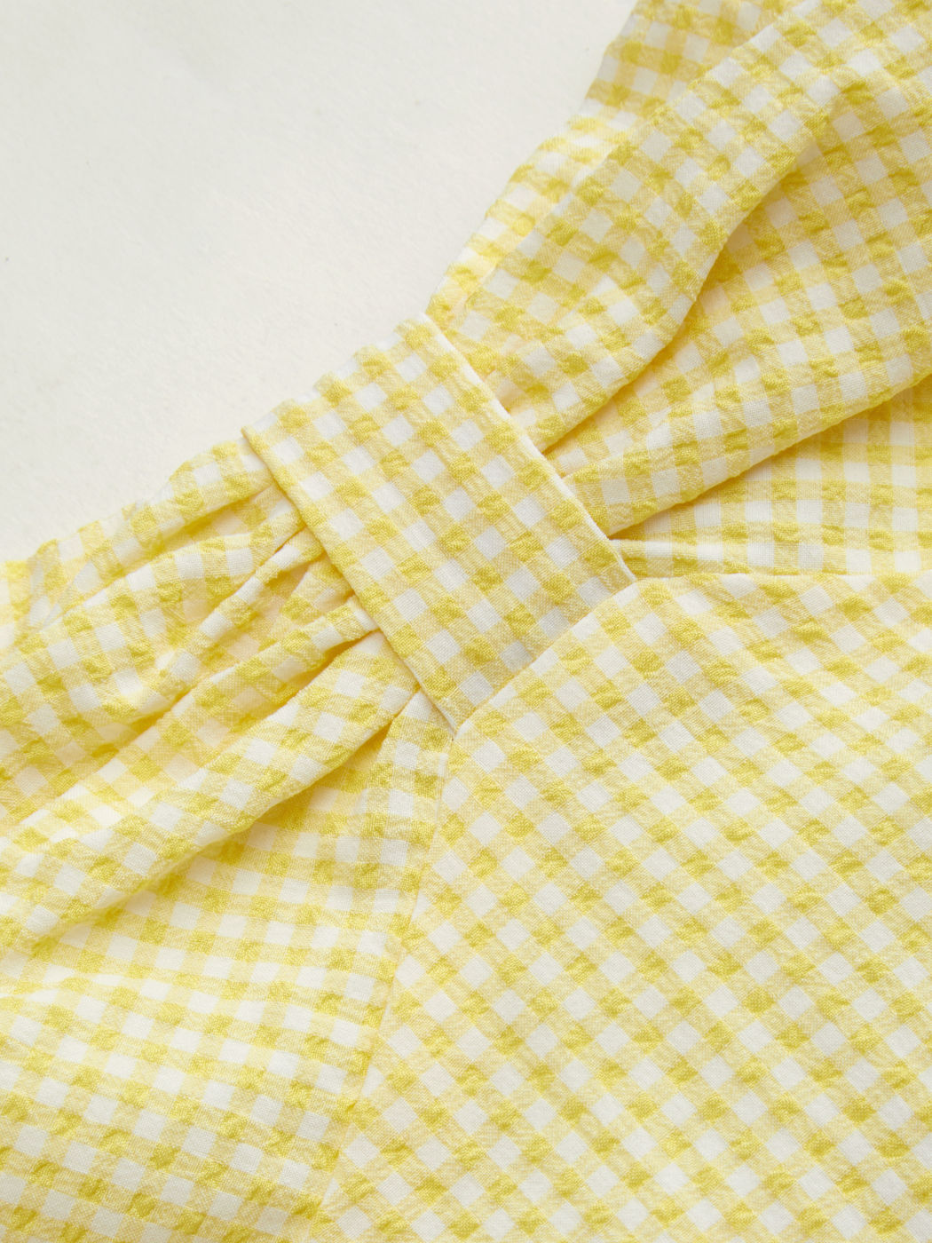 Bowknot Check Shirred Ruffle Layered Bandeau Mini Dress