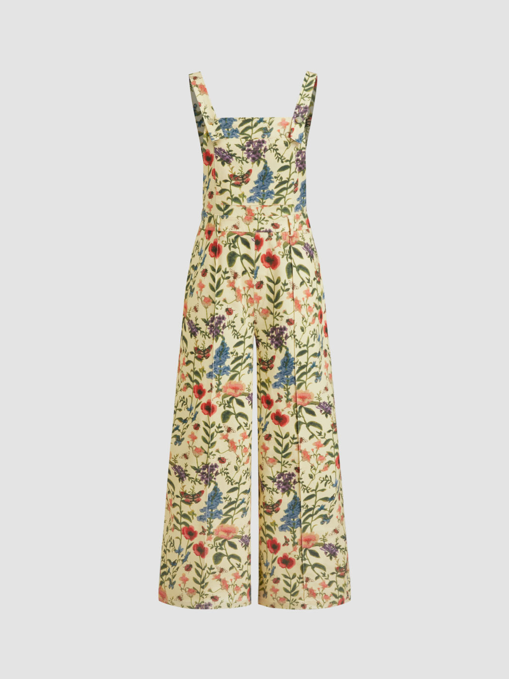 Cotton Square Neck Floral Pocket Wide Leg Jumpsuit