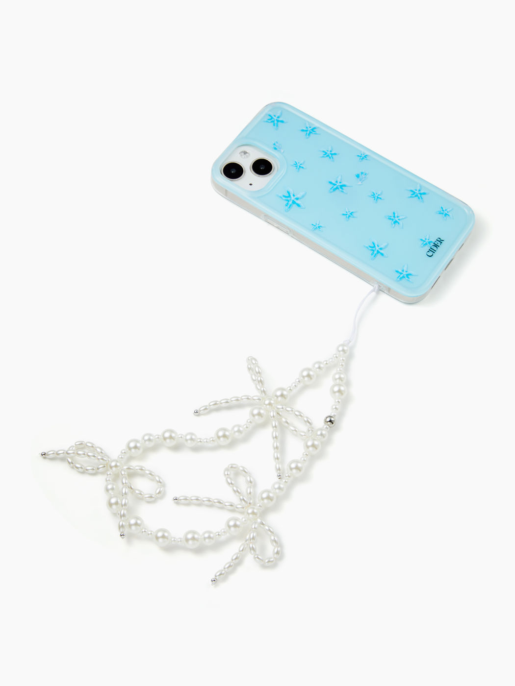 BOWKNOT & FAUX PEARL BEADED PHONE STRAP