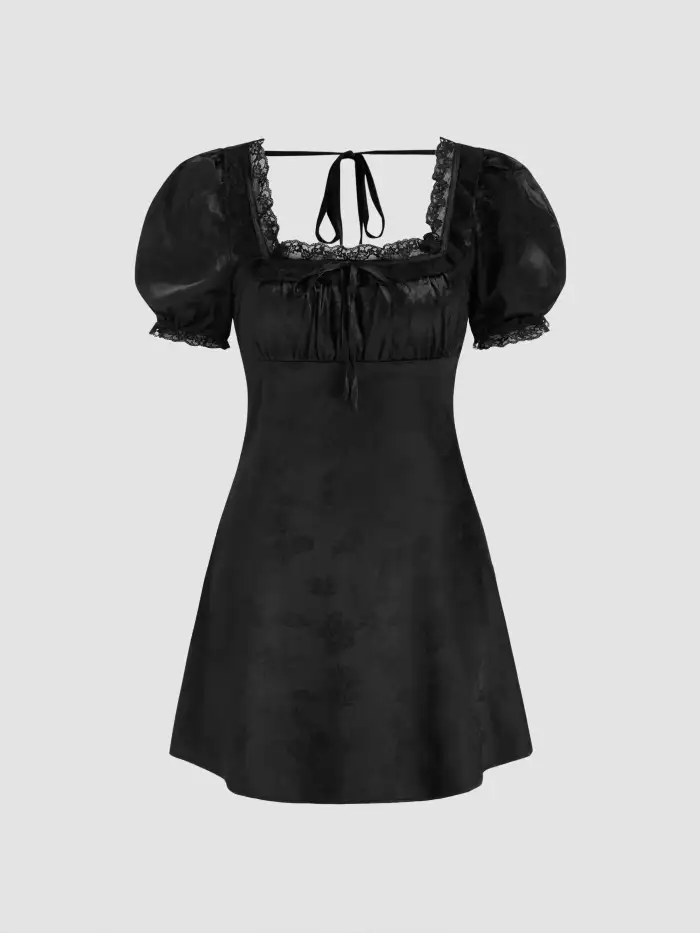 Graduation Dress Grad Dresses Puff Sleeve Dress Wuthering Romance Woven Lace Trim Floral Puff Sleeve Mini Dress For Date Party/Clubbing Graduation Dress Grad Dresses Puff Sleeve Dress Wuthering Romance Woven Lace Trim Floral Puff Sleeve Mini Dress For Date Party/Clubbing