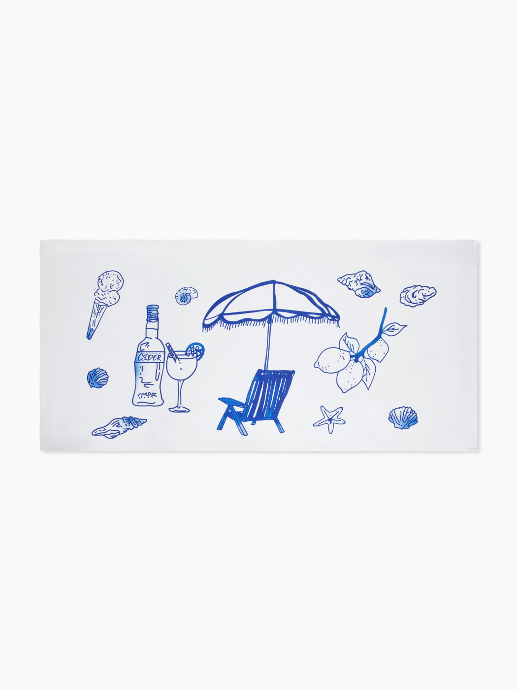 BEACH CHAIR & UMBRELLA & LEMON & SHELL & CIDER BOTTLE & ICE CREAM & STARFISH TOWEL