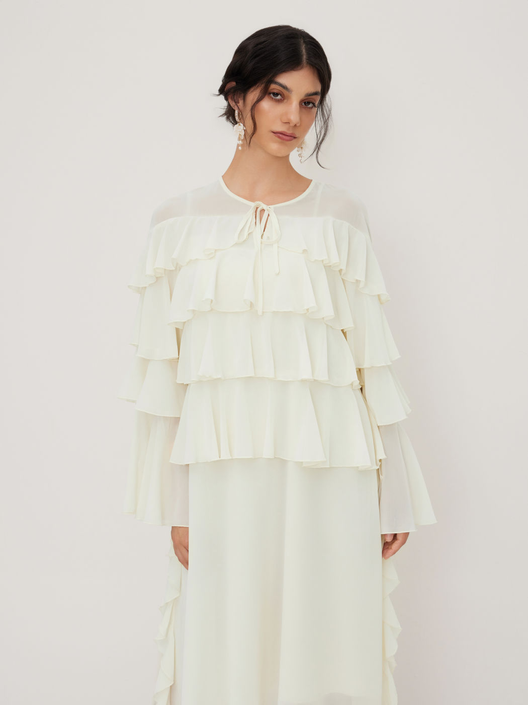 Chiffon Layered Ruffle Knotted Maxi Dress & Slip Dress