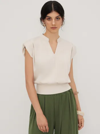 V-Ausschnitt Solid Gebundene Crop Top