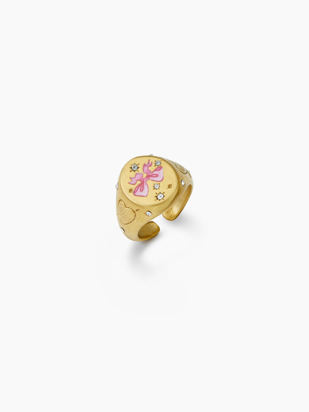 BOWKNOT & RHINESTONE & HEART OPEN RING