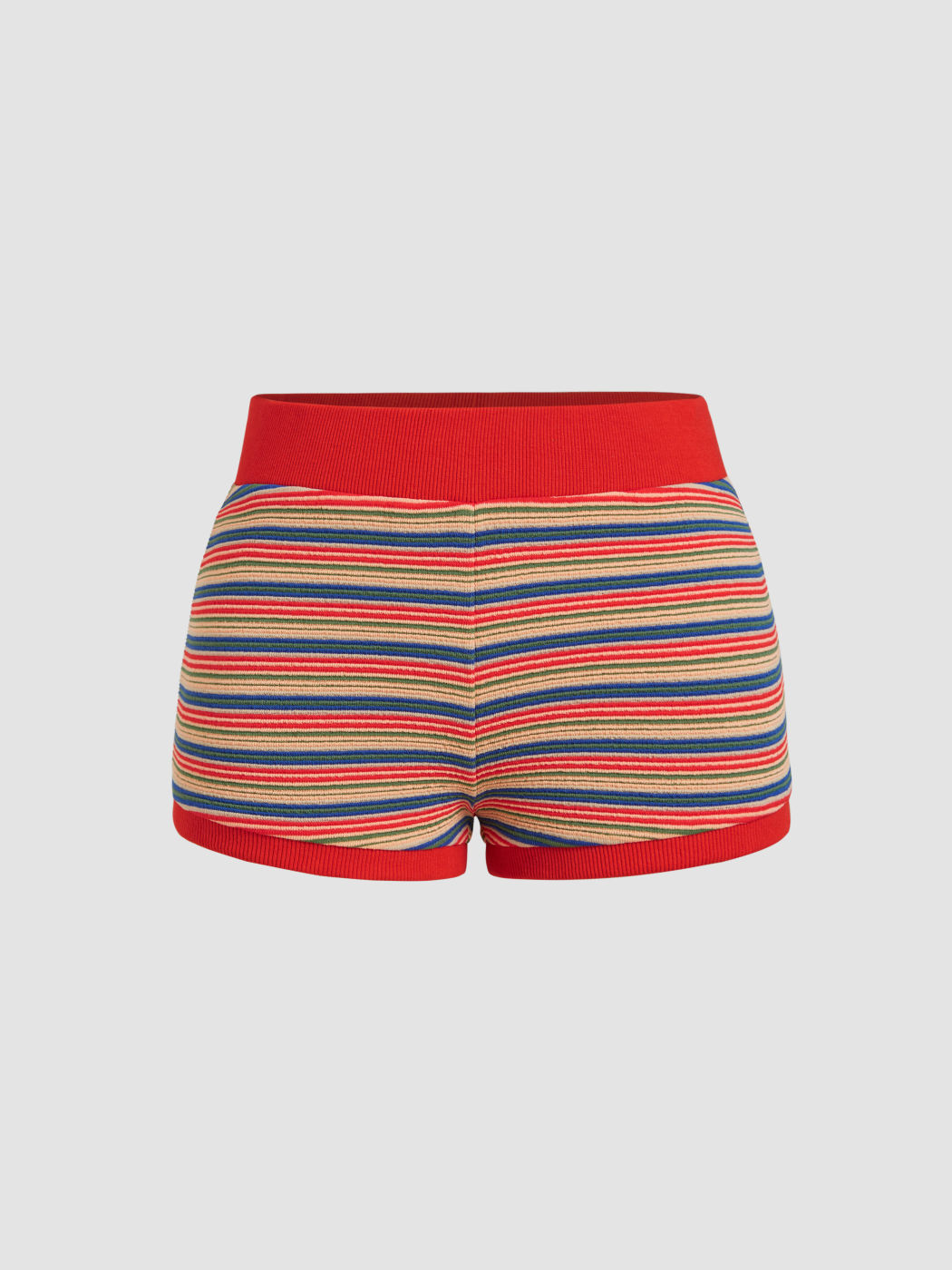 Knit Low Rise Stripe Micro Shorts