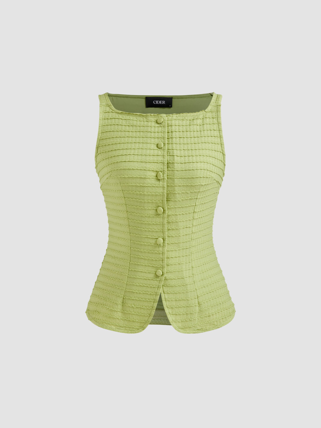 Bootschnitt-Textur-Button-Up-Tank-Top