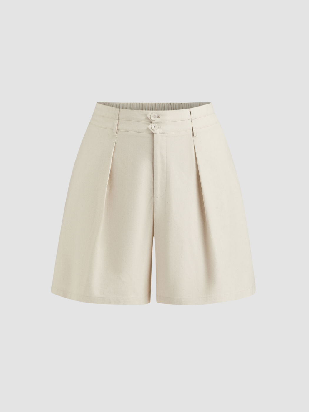 Pantaloncini plissettati a vita media in misto lino Curve & Plus
