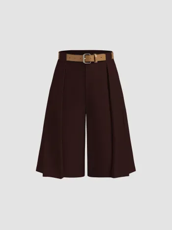 Bermuda shorts a vita media con cintura