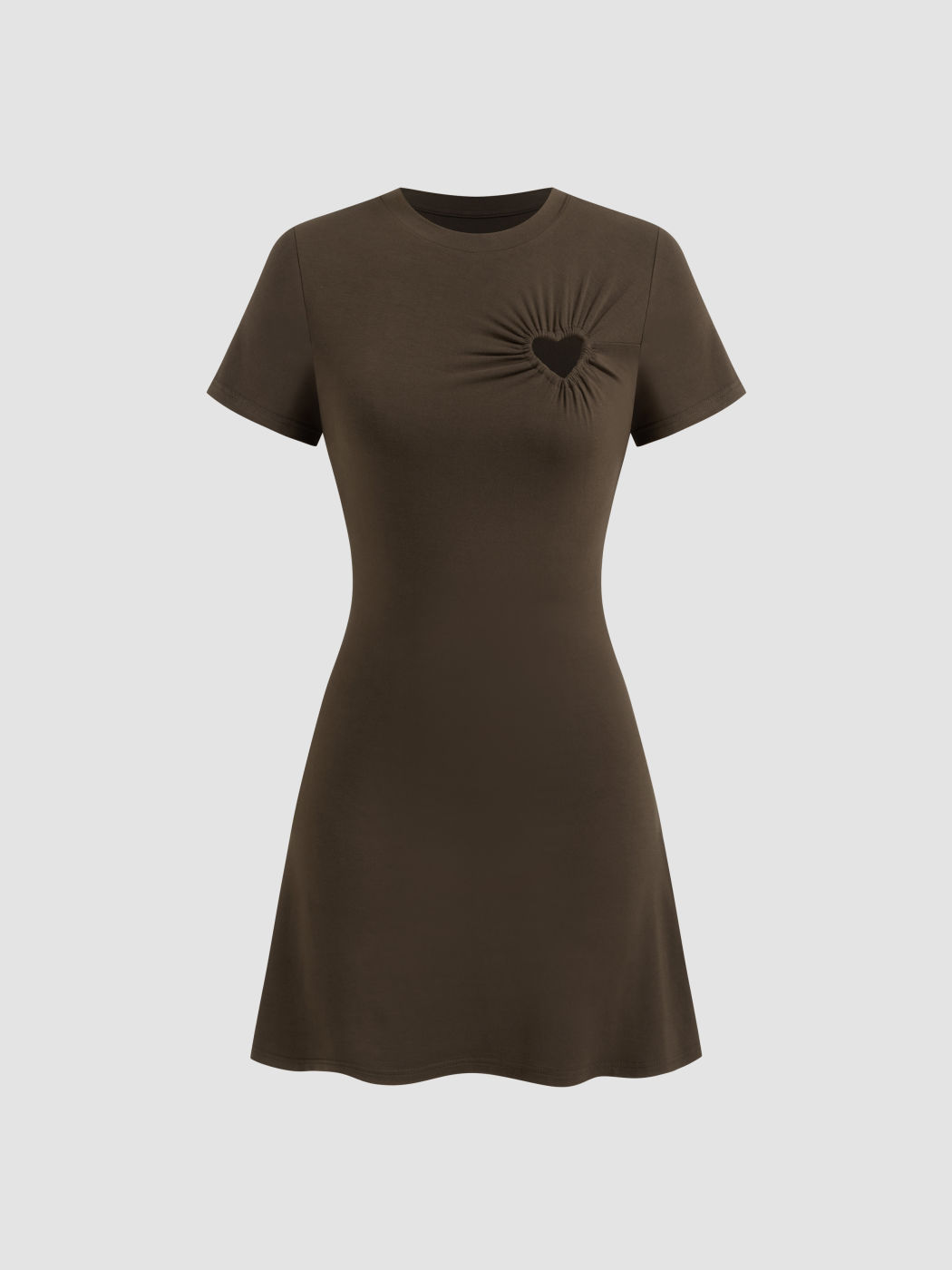 Round Neckline Heart Cut Out Mini Dress