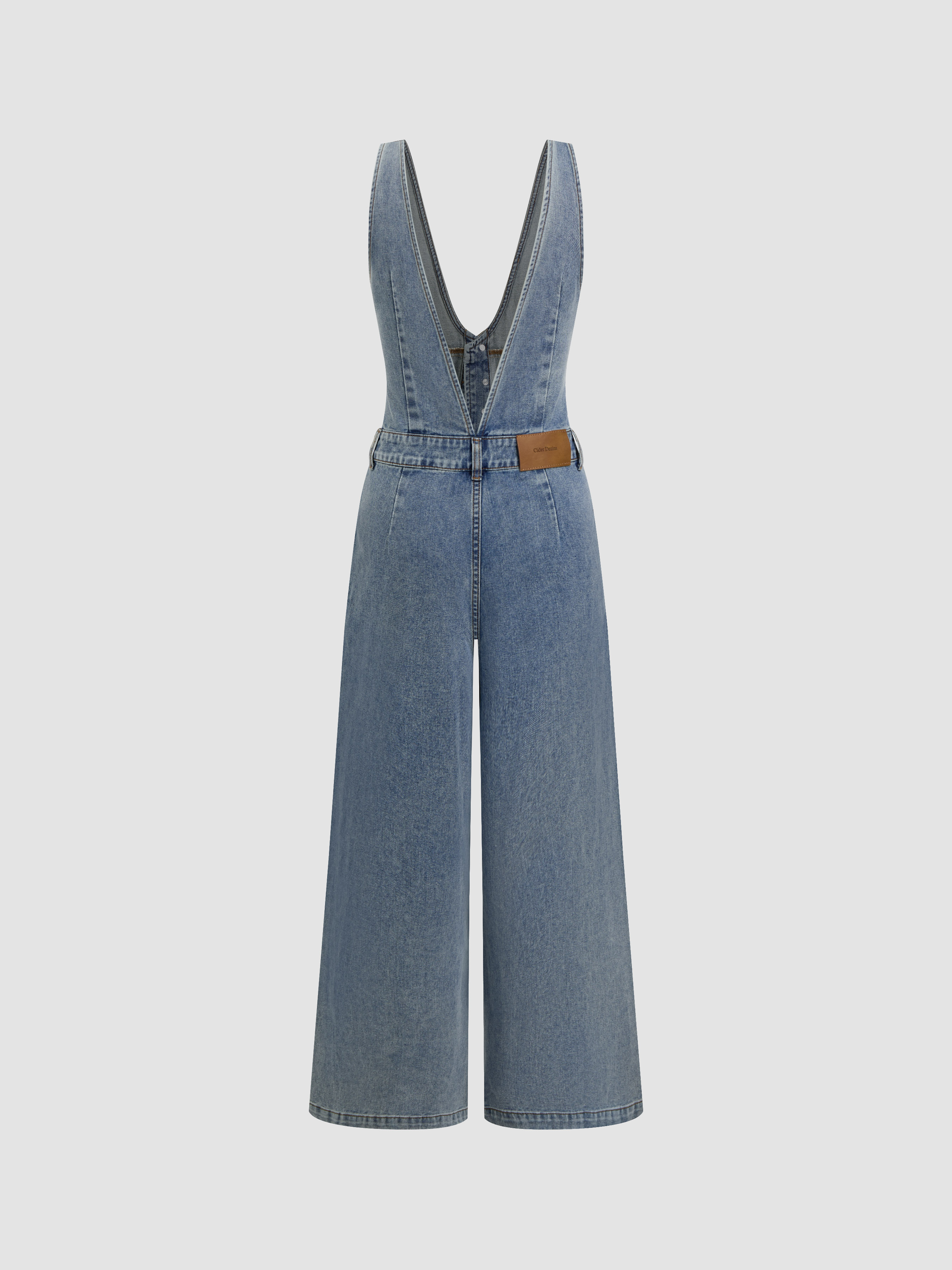 denim Denim Cider Denim V-neck Button Pocket Wide Leg