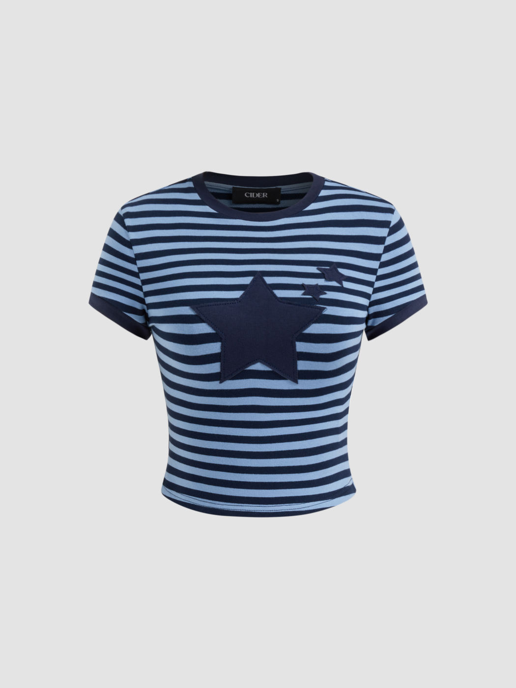 Cotton-blend Stripe Star Crop Tee