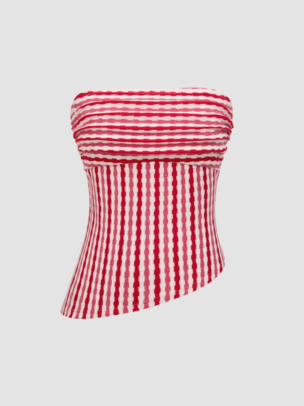 Cotton-blend Stripe Asymmetrical Hem Bandeau Top