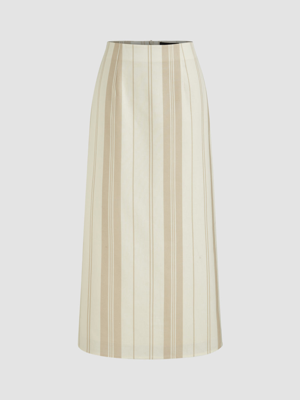 Linen-blend Mid Rise Stripe Split A-line Maxi Skirt