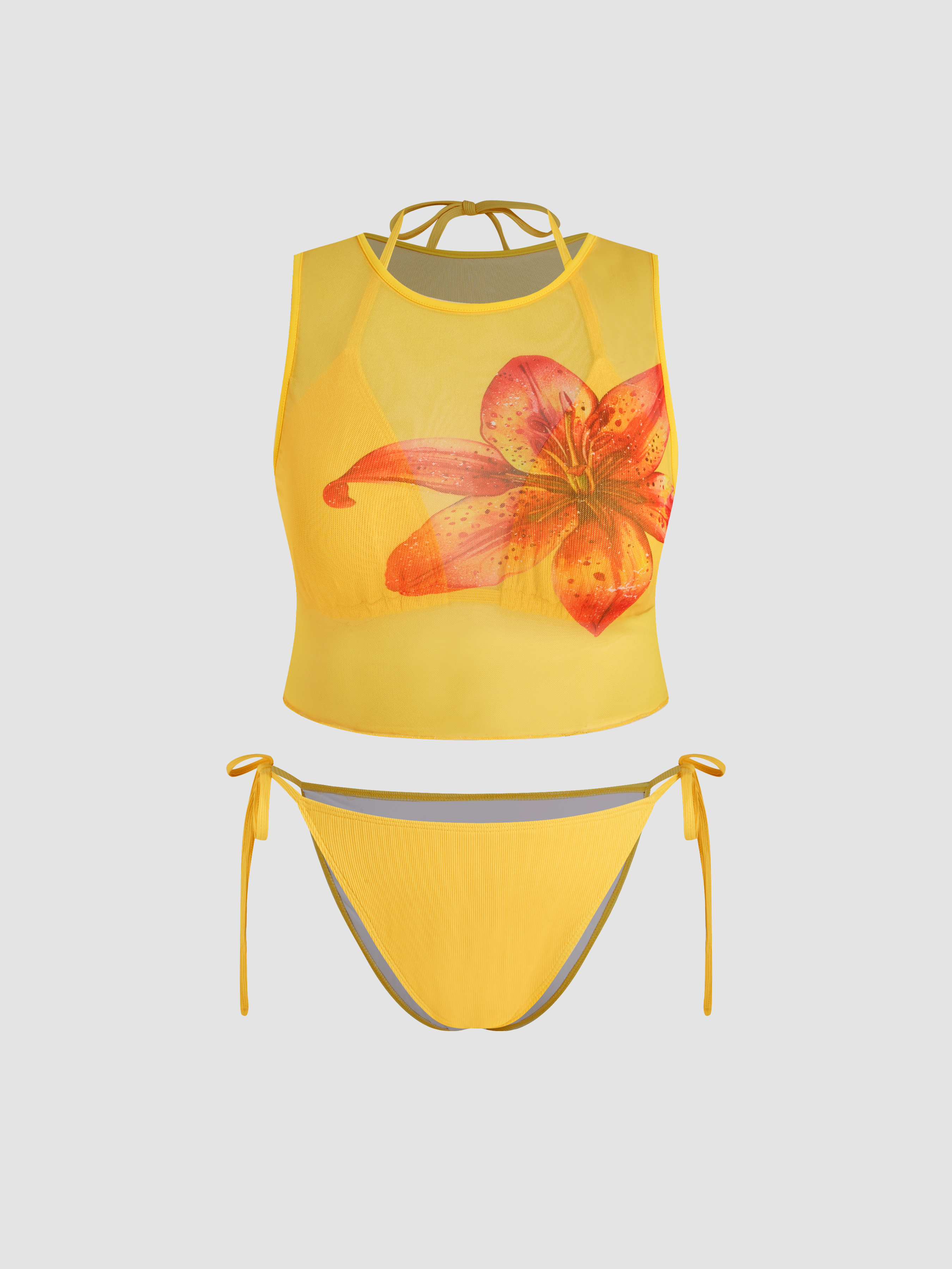 ニット生地 ノット トライアングル タイサイド ビキニセット