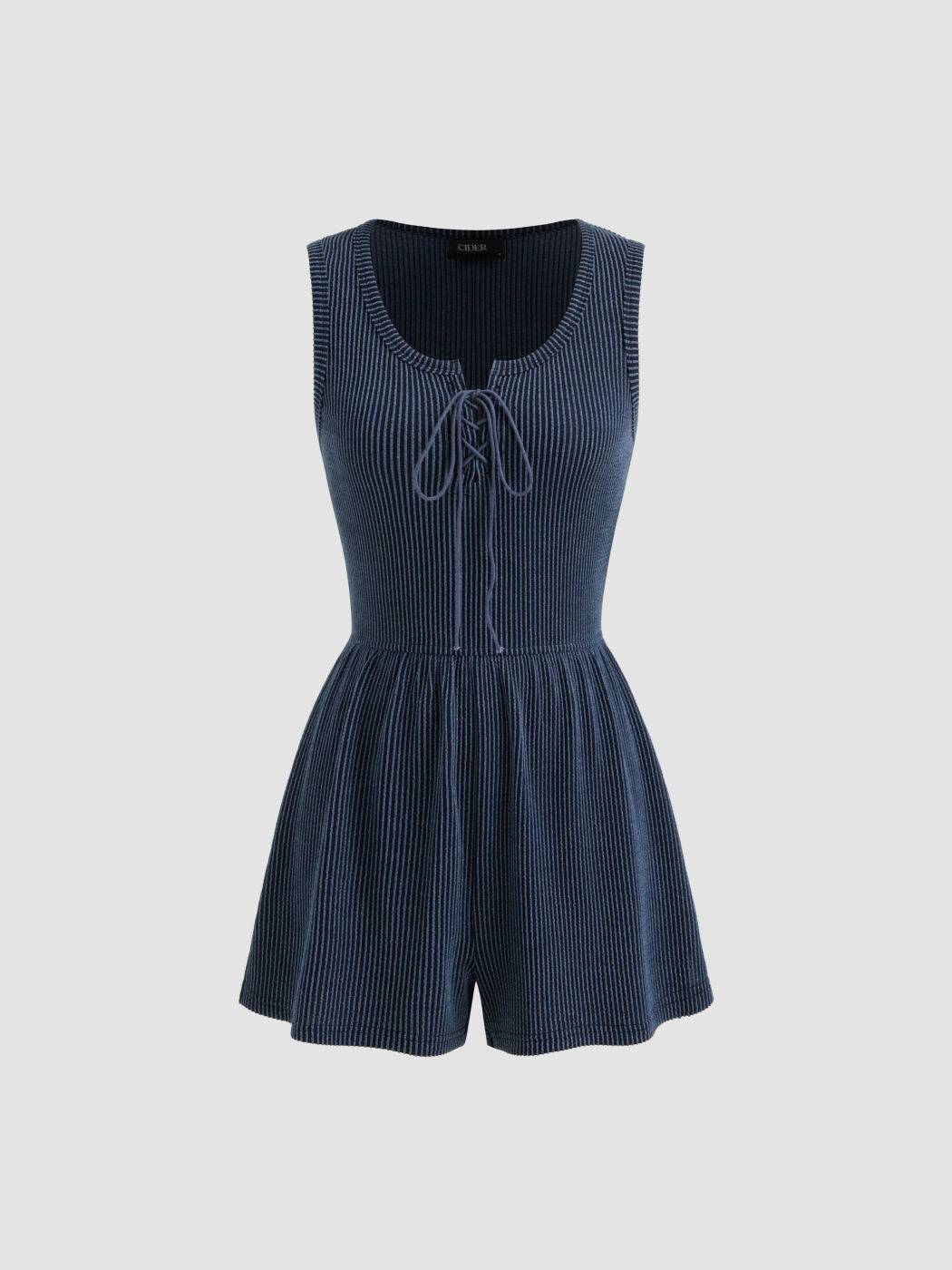Stripe Lace Up Knotted Micro Romper