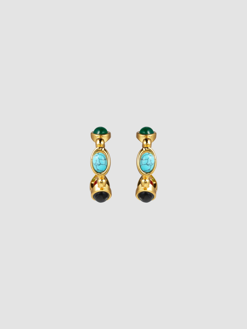 GEMSTONE 18K GOLD PLATED STAINLESS STEEL STUD EARRINGS