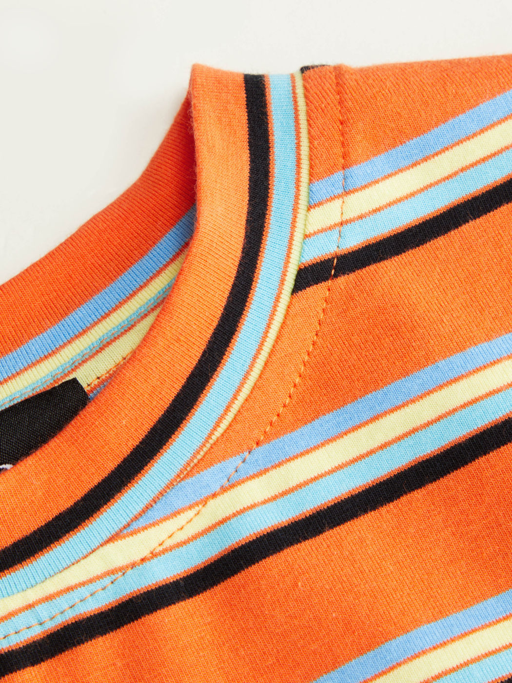 Cotton-blend Round Neckline Stripe Short Sleeve Tee