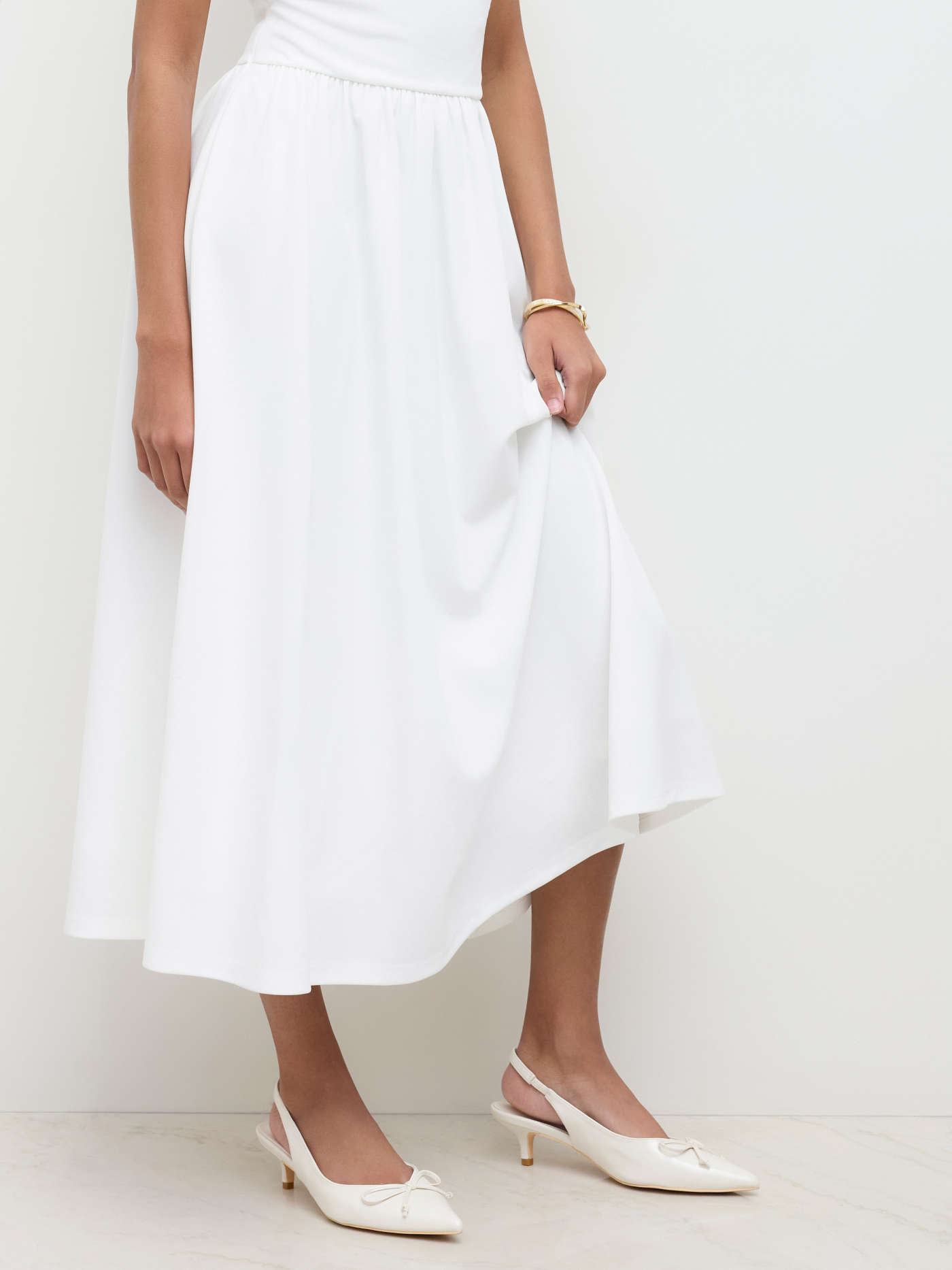 Woven Round Neckline Ruched Maxi Dress For Daily Casual