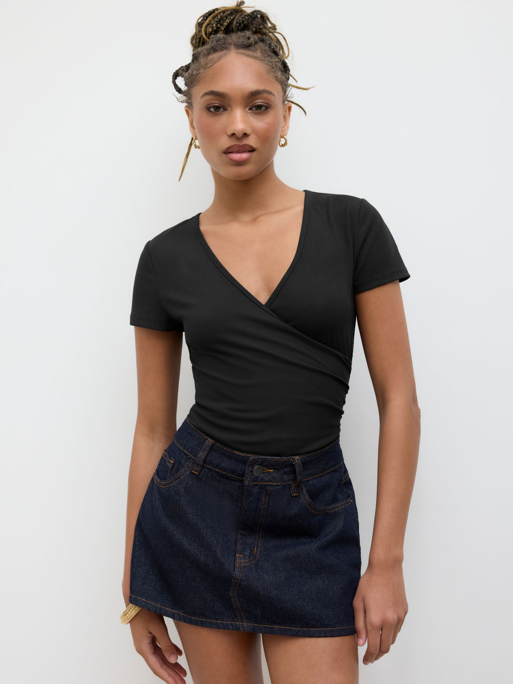 V-neck Ruched Bodysuit