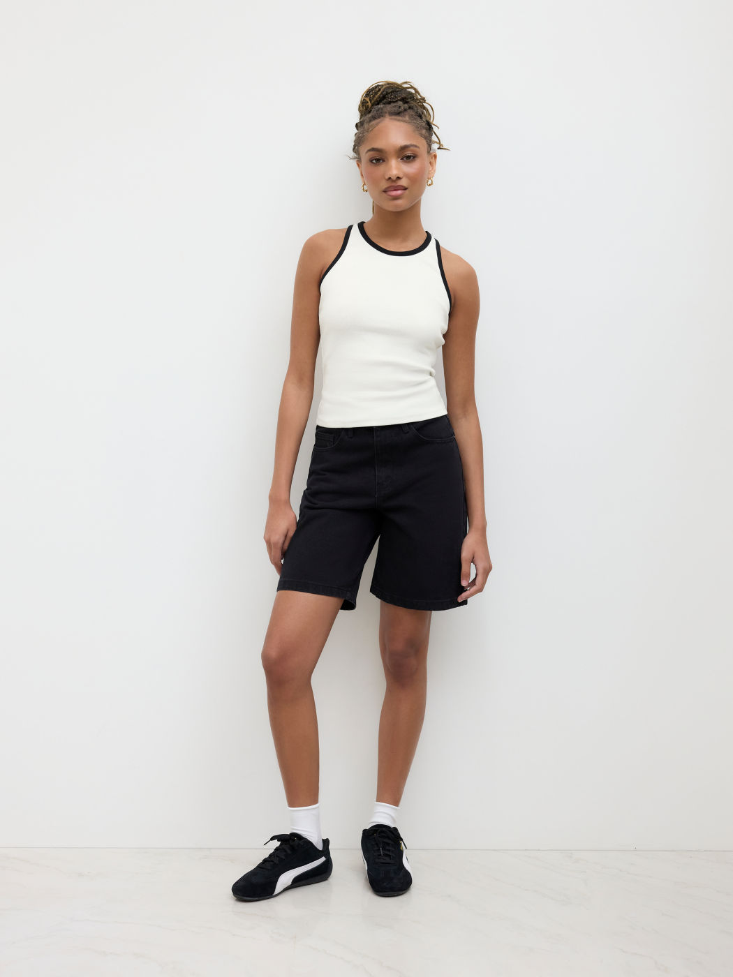 Cotton-blend Contrasting Binding Tank Top
