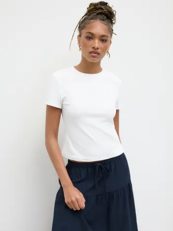 Cotton-blend Round Neckline Baby Tee