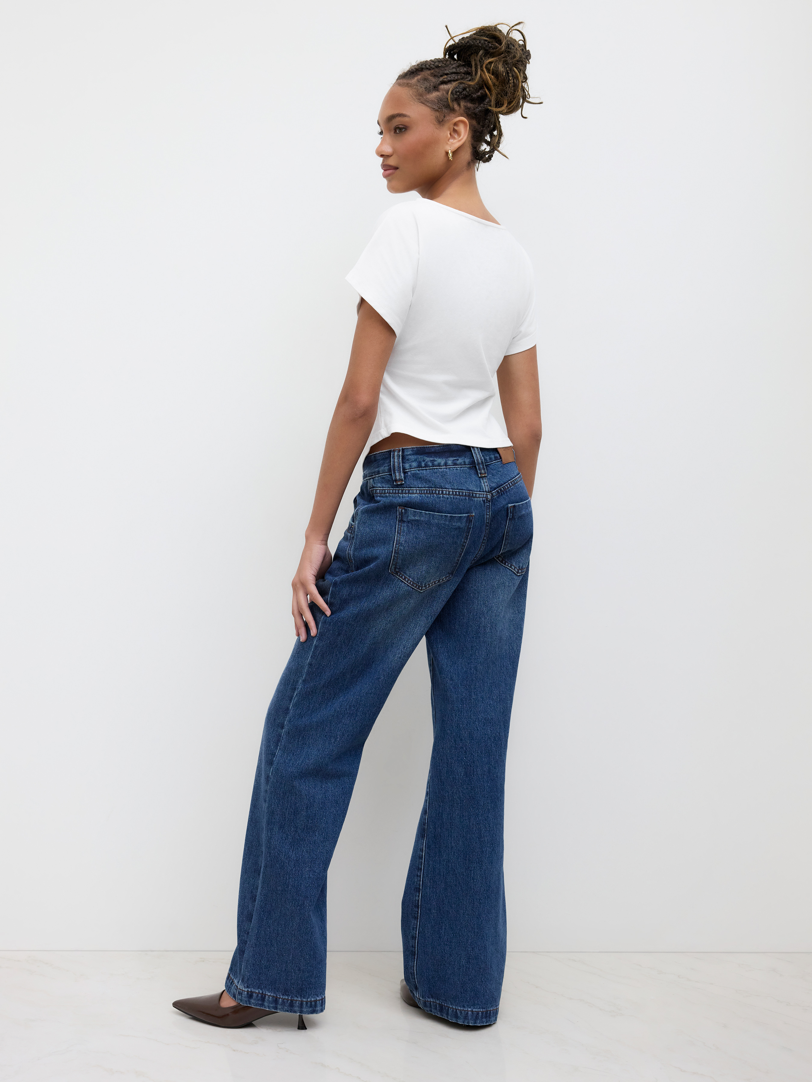 Cotton-blend Boat Neck Ruched Asymmetrical Hem Tee