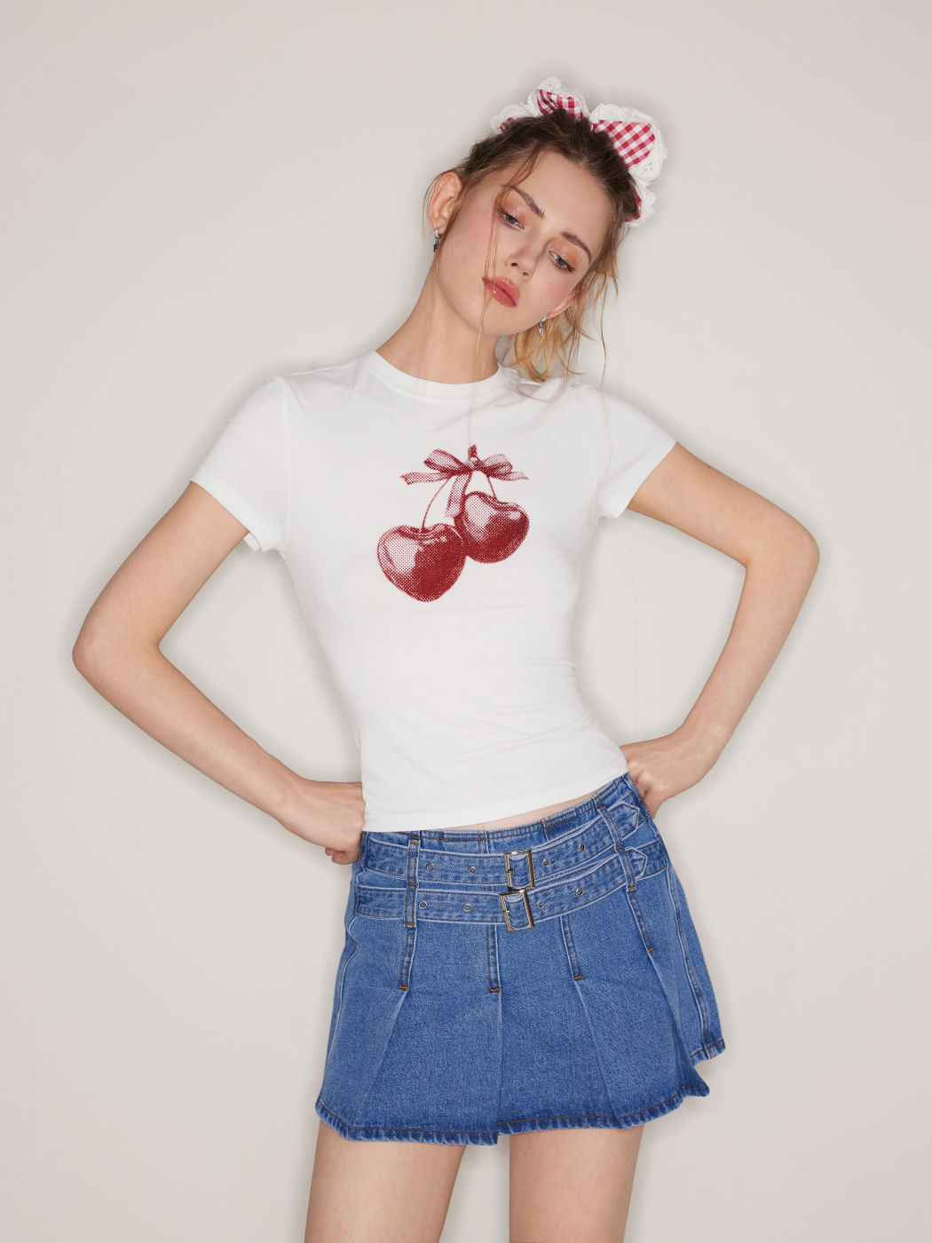 Kirschgrafik Kurzärmliger T-Shirt