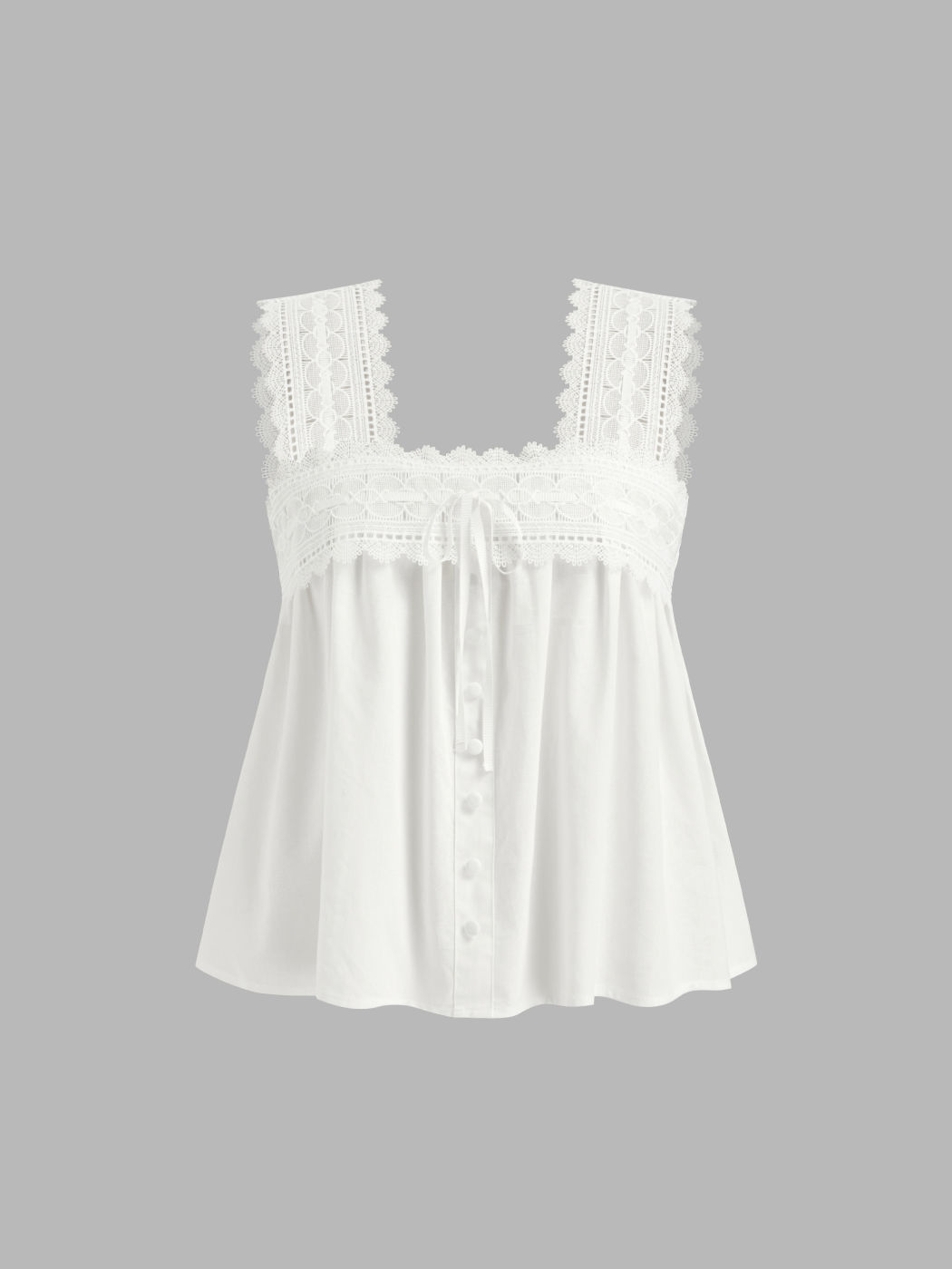 100% Cotton Square Neck Bowknot Cami Top