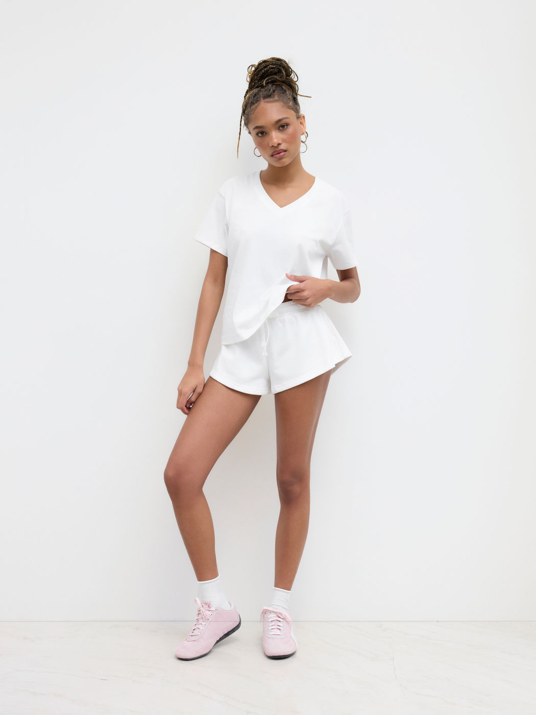 Cotton-blend Low Rise Knotted Drawstring Micro Shorts