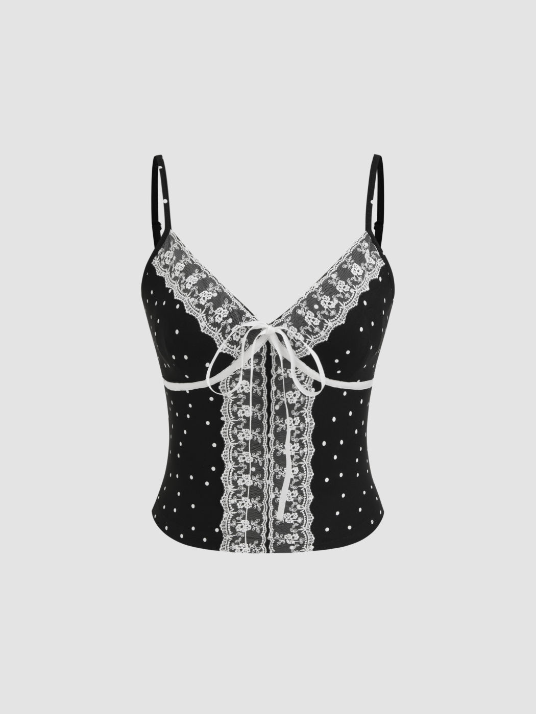 V-neck Bowknot Polka Dot Cami Top