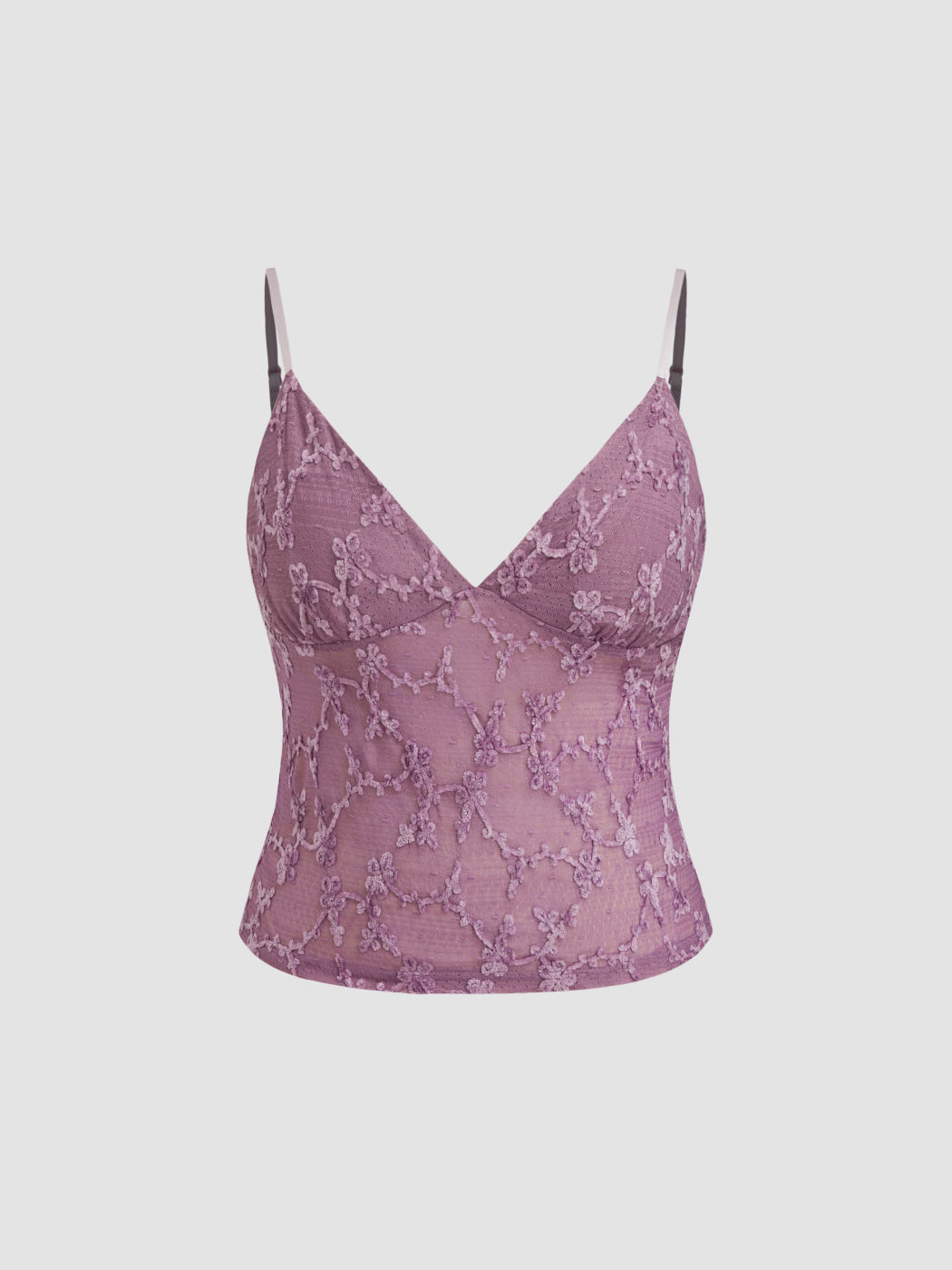 Lace V-neck Floral Cami Top Curve & Plus
