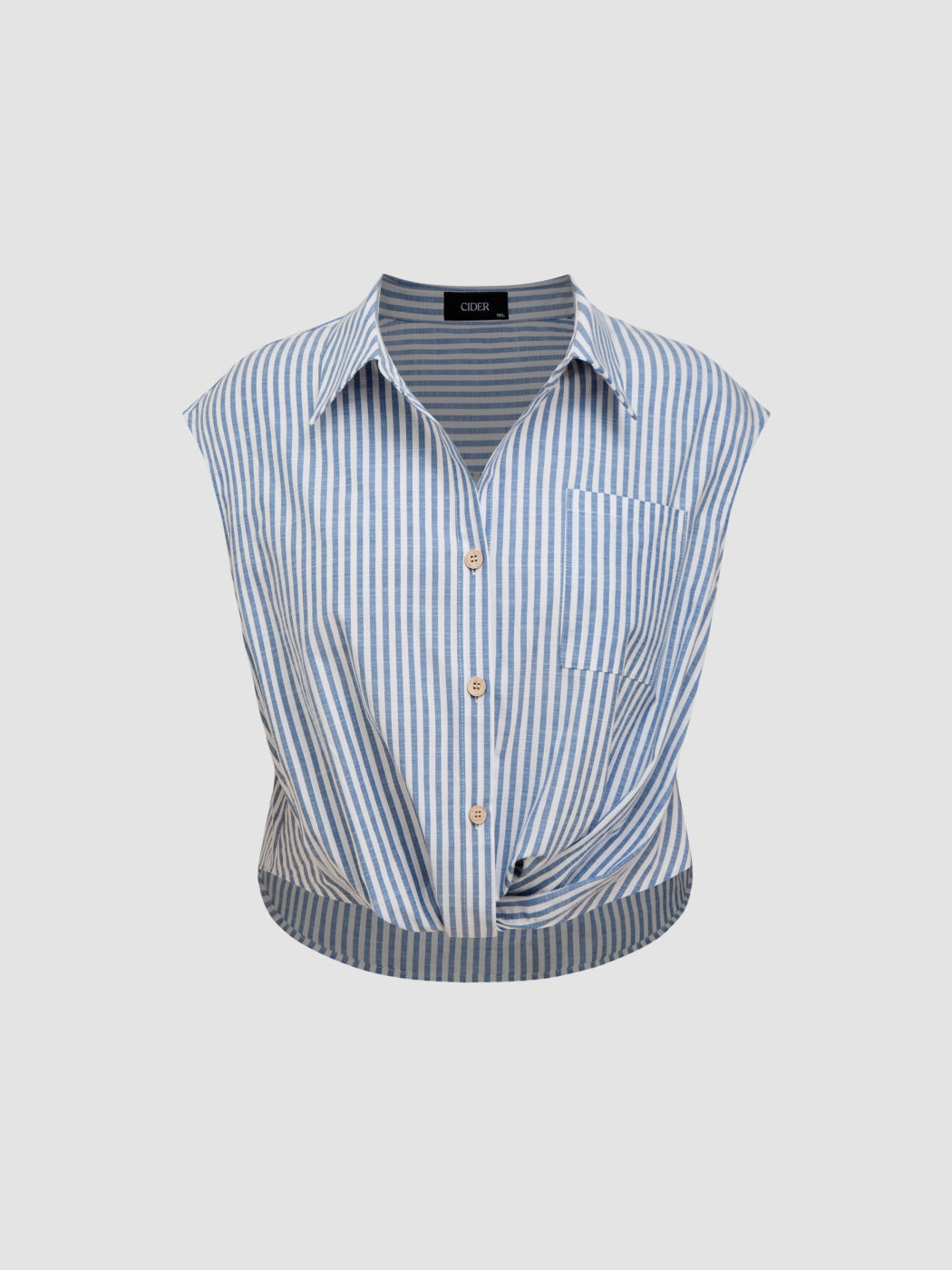 Baumwollmischung Kragen Streifen Twist Bluse Kurve & Plus