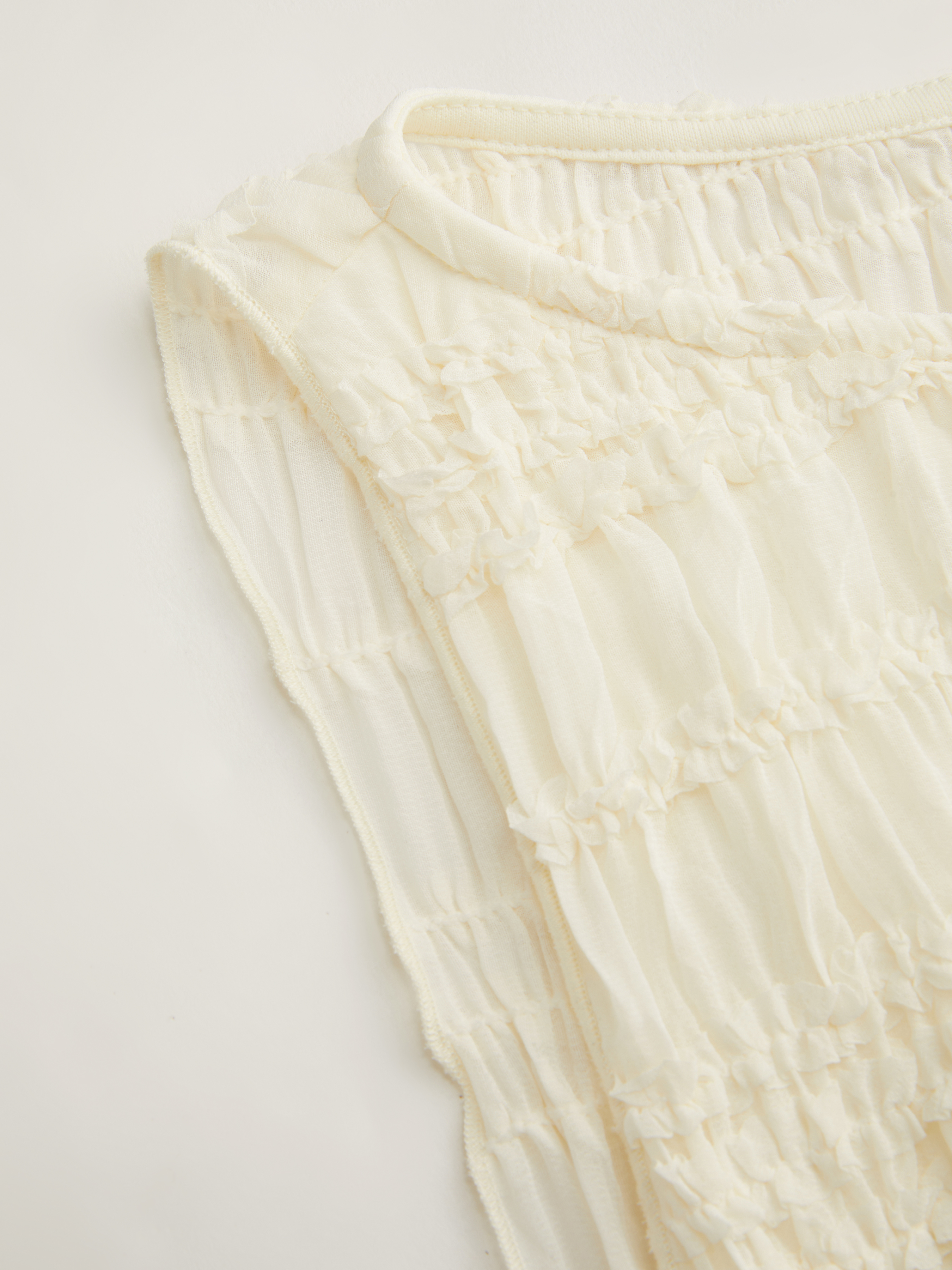 Chiffon Boat Neck Shirred Tie Side Tank Top