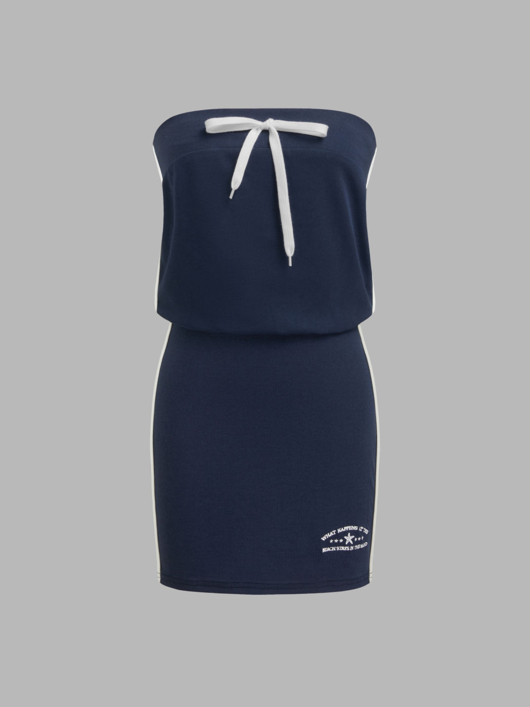 Terry-Seitenstreifen-Bowschmuck Bandeau-Minikleid
