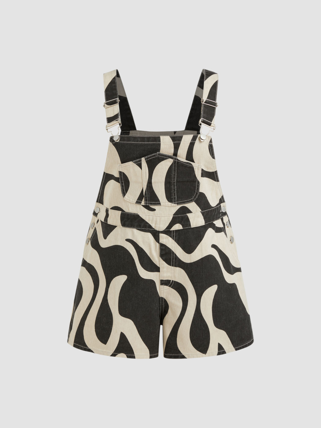 Denim Abstract Button Romper Curve & Plus
