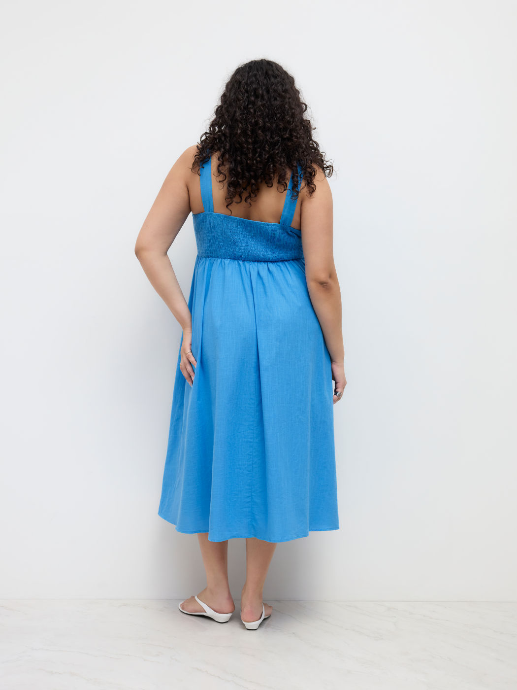 100% Cotton Sweetheart Knotted Cut Out Shirred Cami Maxi Dress