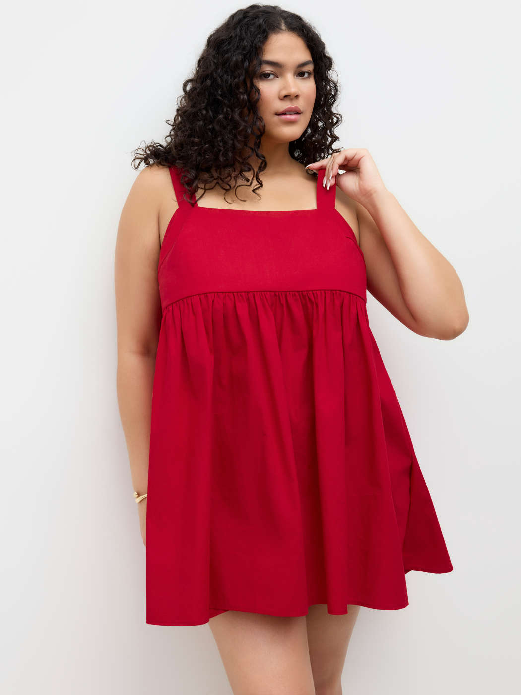 Intessuto Abito corto taglie forti con volant sull'orlo, fiocco e